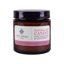 Load image into Gallery viewer, Natural Rose Geranium & Grapefruit Candle - Natural Soy Candle