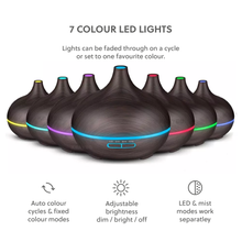 Load image into Gallery viewer, Electric Essential Oil Diffuser for aromatherapy at home - Dark Wood effect - UK Plug
