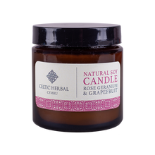 Load image into Gallery viewer, Natural Rose Geranium &amp; Grapefruit Candle - Natural Soy Candle

