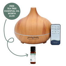 Load image into Gallery viewer, Electric Essential Oil Diffuser for aromatherapy at home - Light Wood effect - UK Plug
